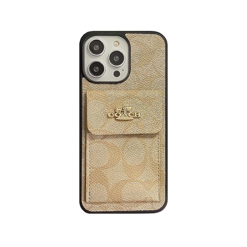 Coach iPhone Case With Card Holder Wallet Light Brown  -SZK240425