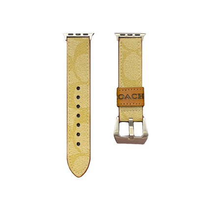 Leather Coach Apple Watch Band Light Brown-YHK244221710