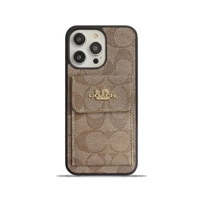 Coach iPhone Case With Card Holder Wallet Light Brown  -SZK240425