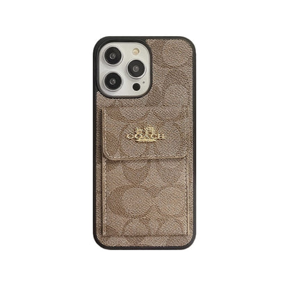 Coach iPhone Case With Card Holder Wallet Coffee  -SZK240425