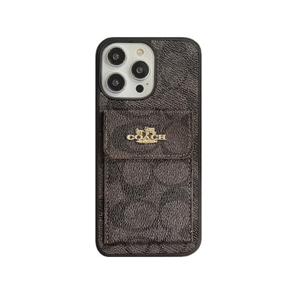 Coach iPhone Case With Card Holder Wallet Dark Brown  -SZK240425