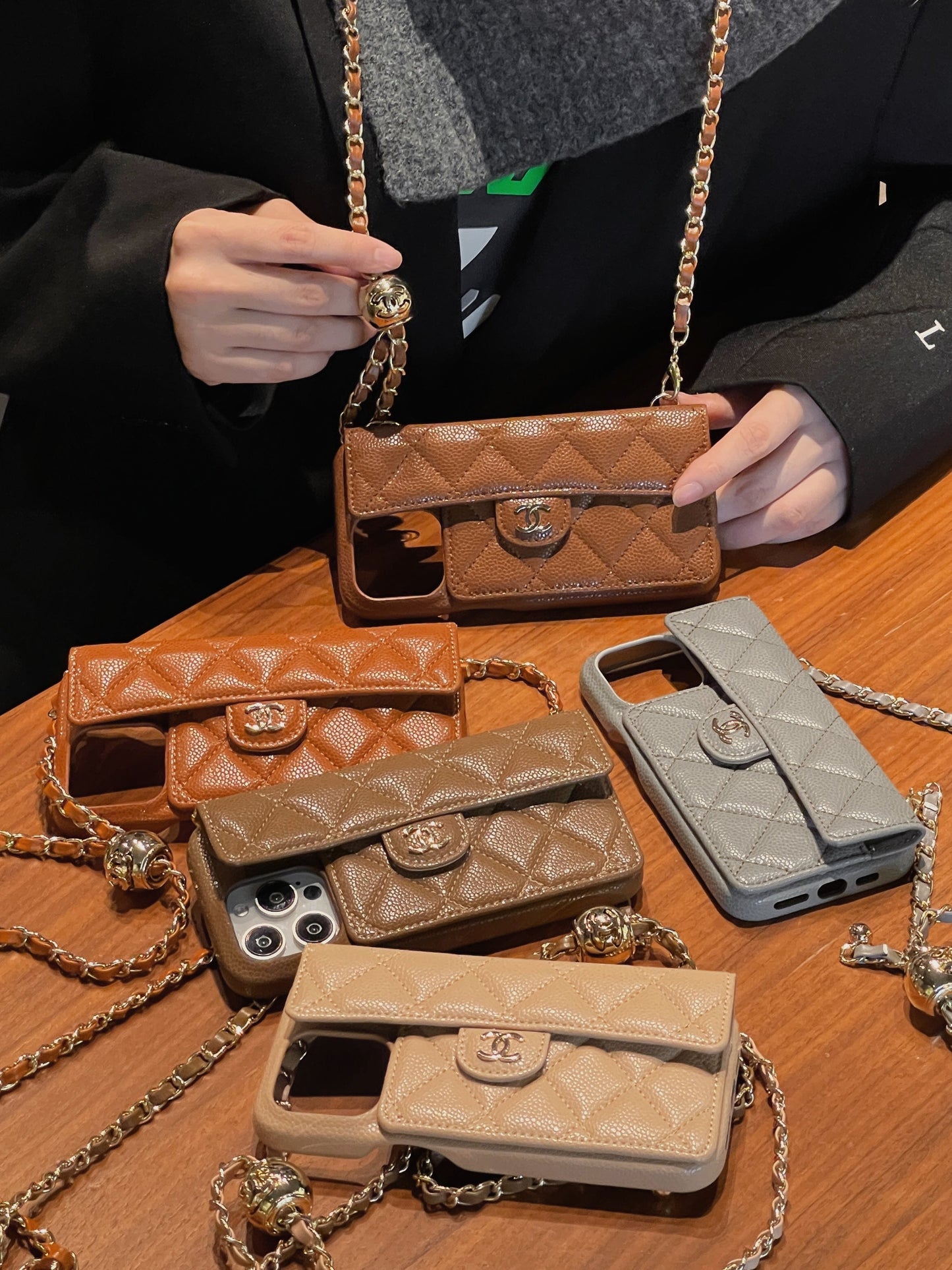 CC Card Bag Leather Chain iPhone Case