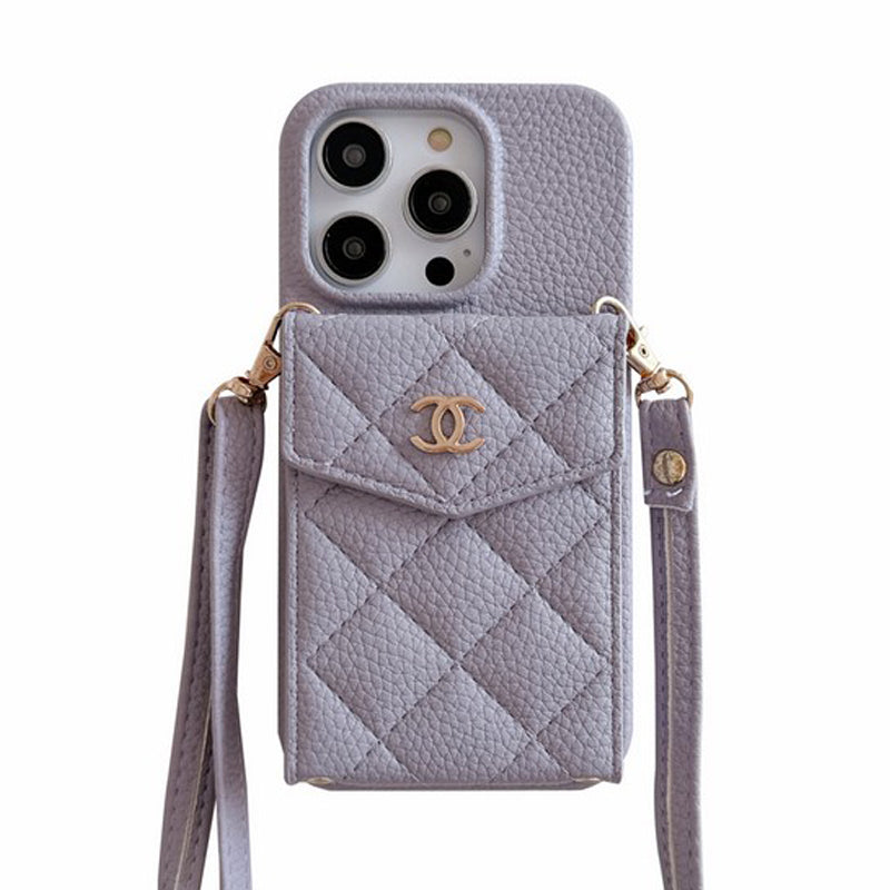 CC Card Bag Color Leather Chain iPhone Case