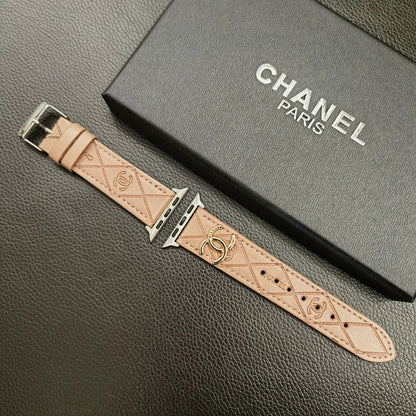 Luxury Gold Monogram 3D Embossed Leather Apple Watch Strap