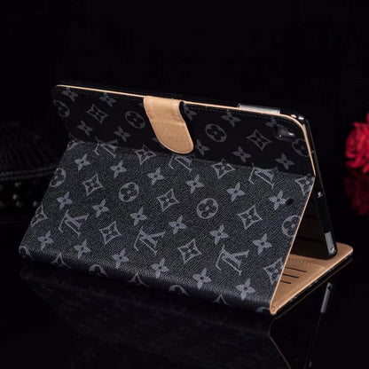 Elegant Monogram Canvas Flip Cover Apple iPad Protective Leather Case