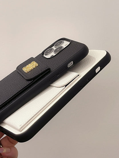 LOEWE iPhone Case With Card Holder Black-QBK240603