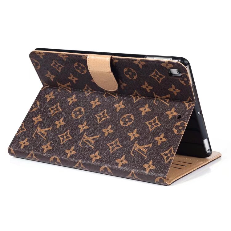 Luxury Canvas Monogram Leather Fresh Summer Theme Pattern Apple iPad case Black