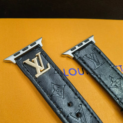 BAND METAL LOGO 3D EMBOSSED MONOGRAM LEATHER APPLE WATCH