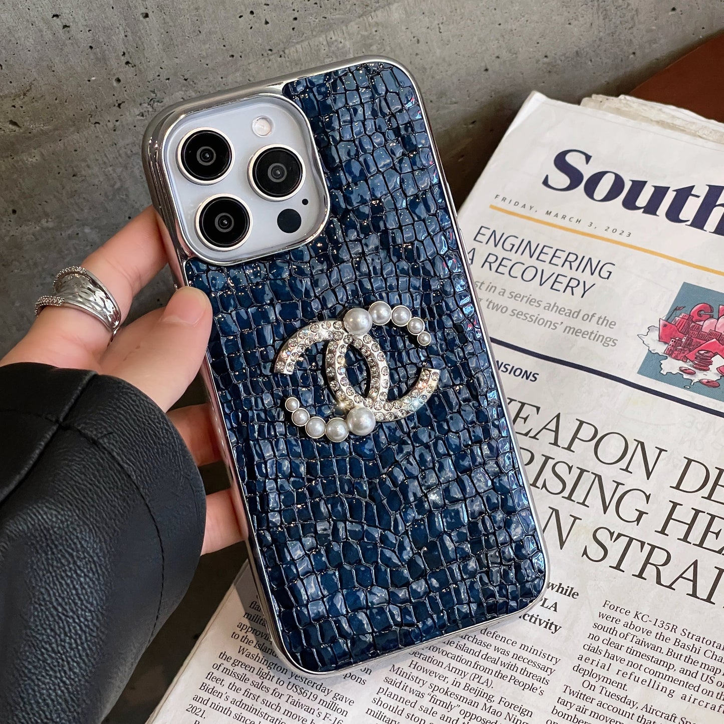 CC Crocodile Leather Pattern iPhone Case