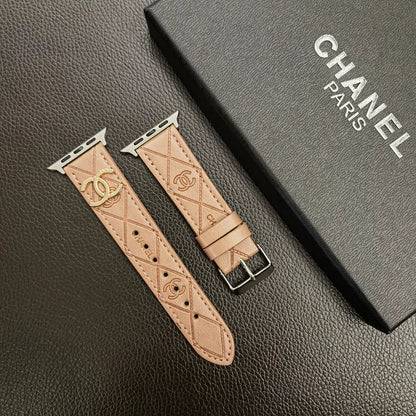 Luxury Gold Monogram 3D Embossed Leather Apple Watch Strap