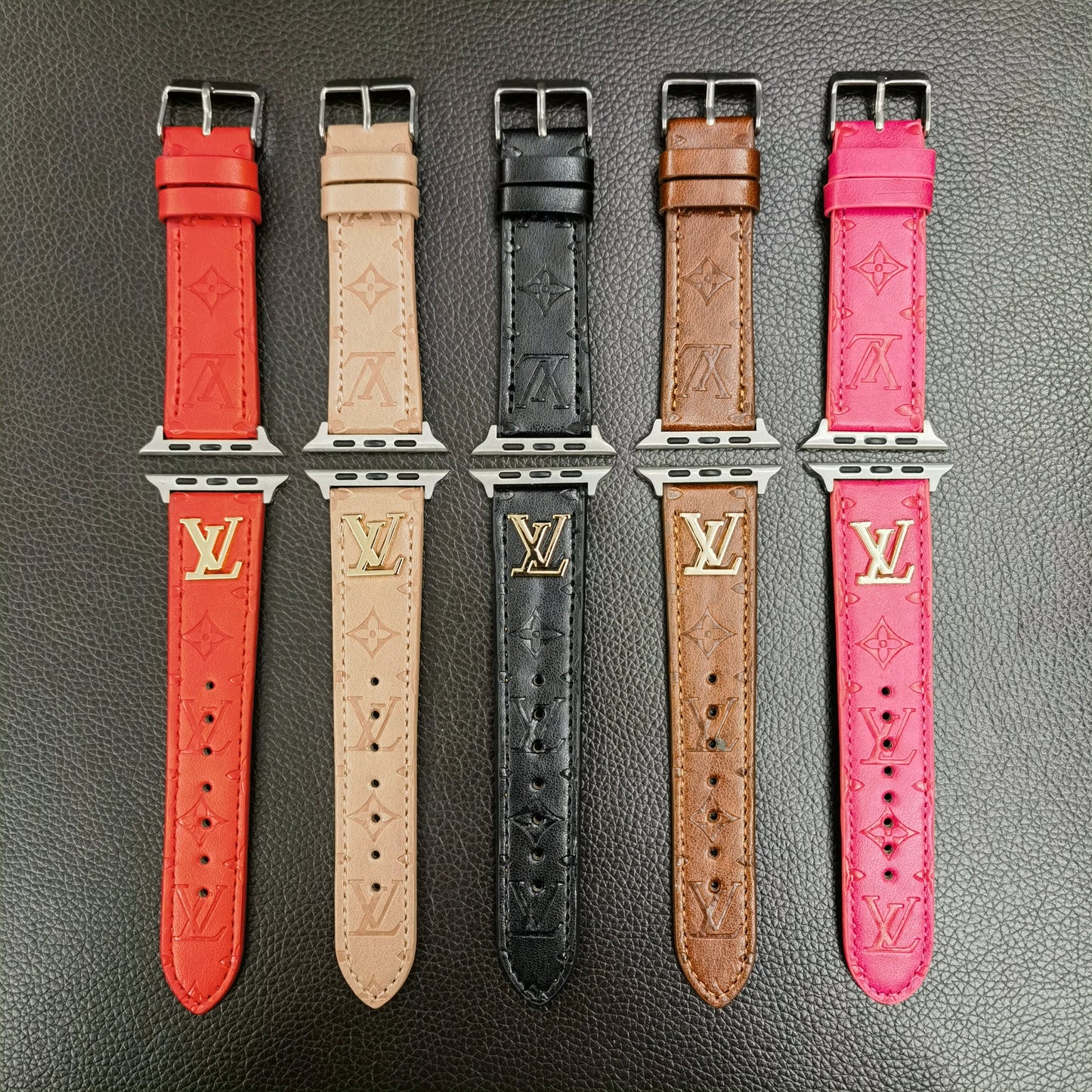 BAND METAL LOGO 3D EMBOSSED MONOGRAM LEATHER APPLE WATCH