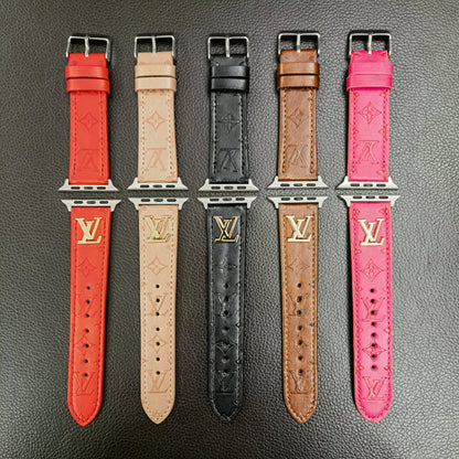 BAND METAL LOGO 3D EMBOSSED MONOGRAM LEATHER APPLE WATCH