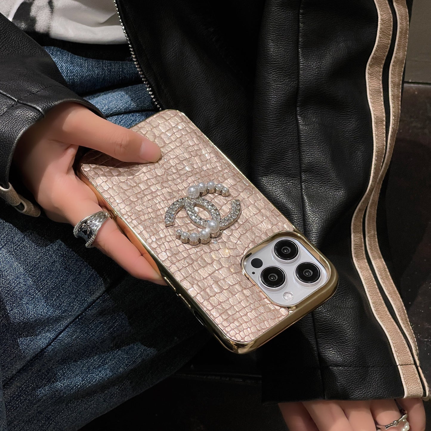 CC Crocodile Leather Pattern iPhone Case