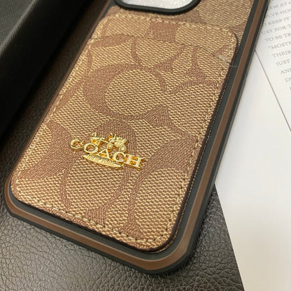 Coach iPhone Case With Card Holder Coffee -KB241416