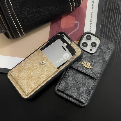 Coach iPhone Case With Card Holder Wallet Coffee  -SZK240425