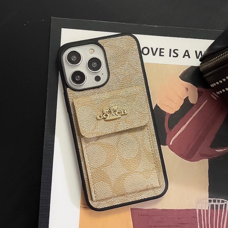 Coach iPhone Case With Card Holder Wallet Coffee  -SZK240425