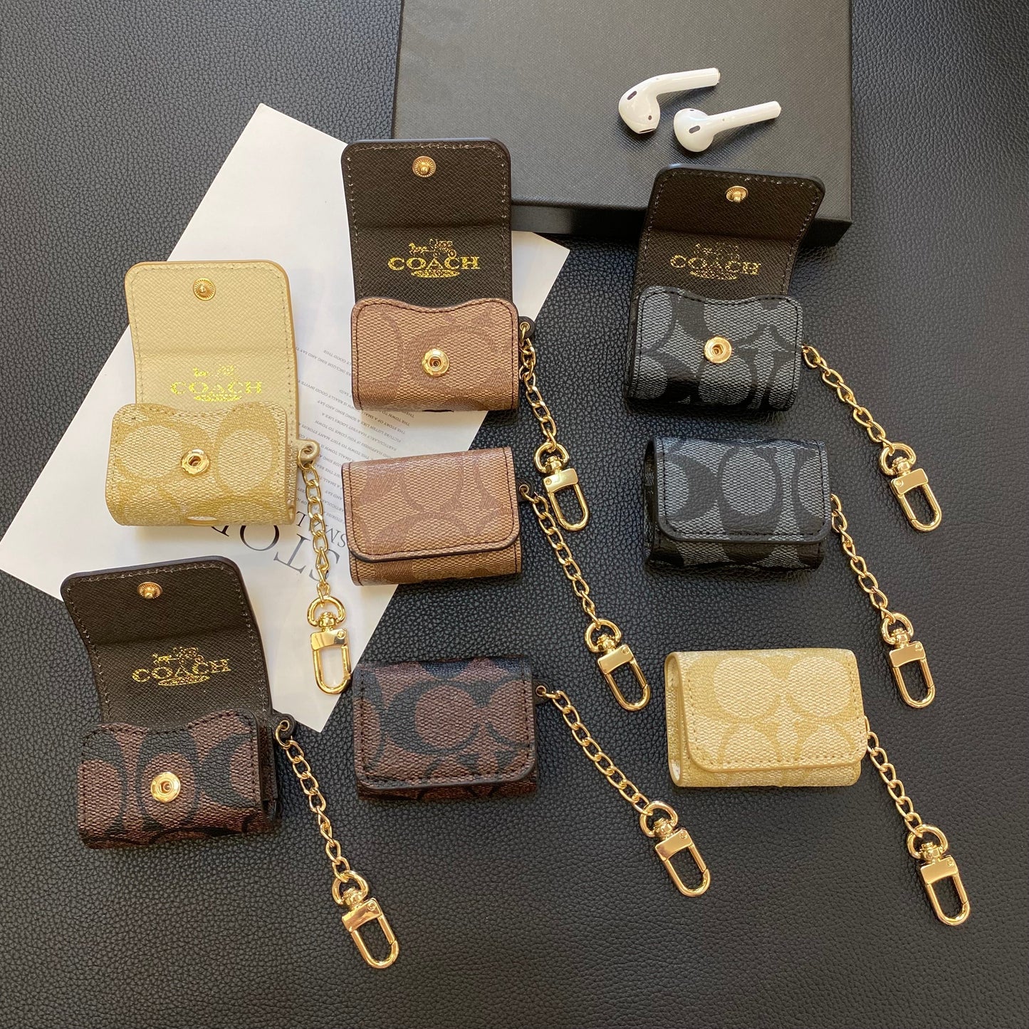 Luxury Coach AirPods Pro Cases Mørkebrun-YH240425