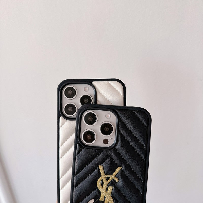 Saint Black & White Leather iPhone Case