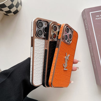 Saint Color Leather Rose Gold iPhone Case