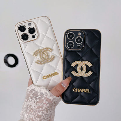 CC CC Black & White En cuir iPhone Case