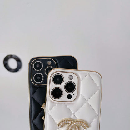 CC CC Black & White En cuir iPhone Case