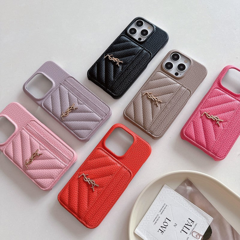 Saint Card Bag Color Leather iPhone Case