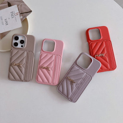 Saint Card Bag Color Leather iPhone Case