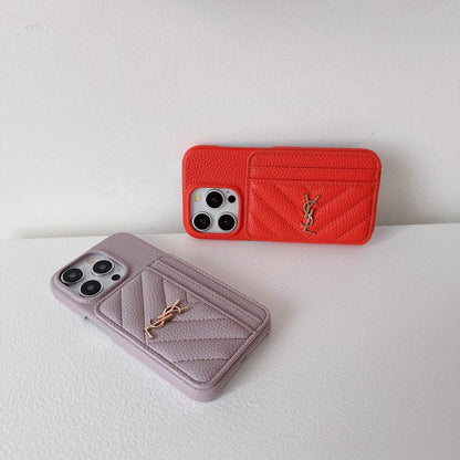 Saint Card Bag Color Leather iPhone Case