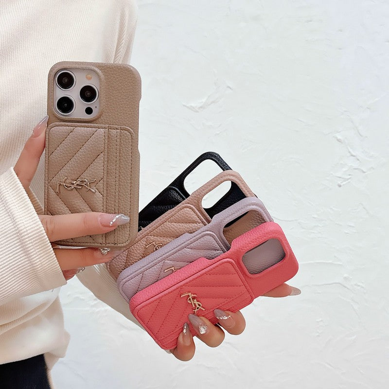 Saint Card Bag Color Leather iPhone Case