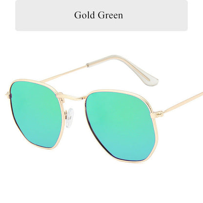 Oulylan Vintage Polygon Sunglasses Women Men Brand Metal Frame Sun Glasses Ladies UV400 Female Luxury Polygonal Sunglass Male