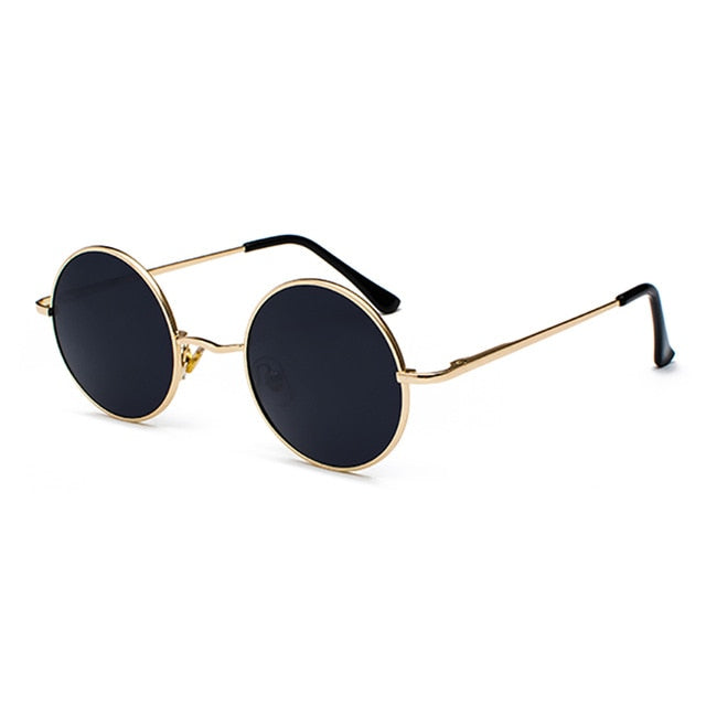 Retro Classic Vintage Round Polarized Sunglasses Men Brand Designer Sun Glasses Women Metal Frame Black lens Eyewear Driving