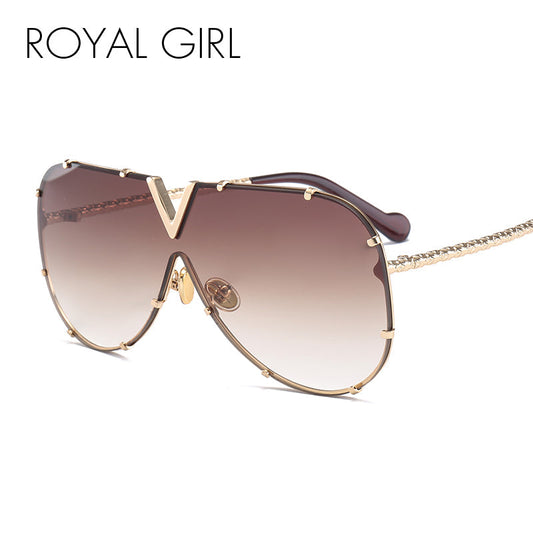 ROYAL GIRL 2020 New Sunglasses Men Women Brand Design Metal Frame Oversized Personality High Quality Unisex Sun Glasses MS678