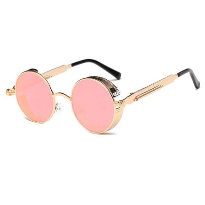 Metal Round Steampunk Sunglasses Men Women Fashion Glasses Brand Designer Retro Frame Vintage Sunglasses High Quality UV400