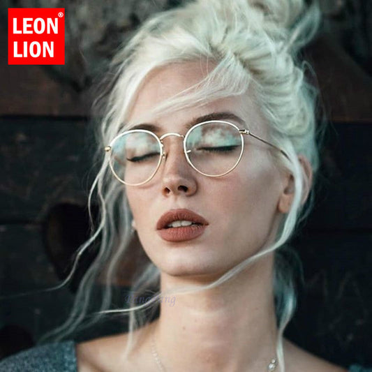 LeonLion Mirror Metal Sunglasses Women Vintage Brand Designer Flat Round Glasses UV400 Street Beat Oculos De Sol Gafas