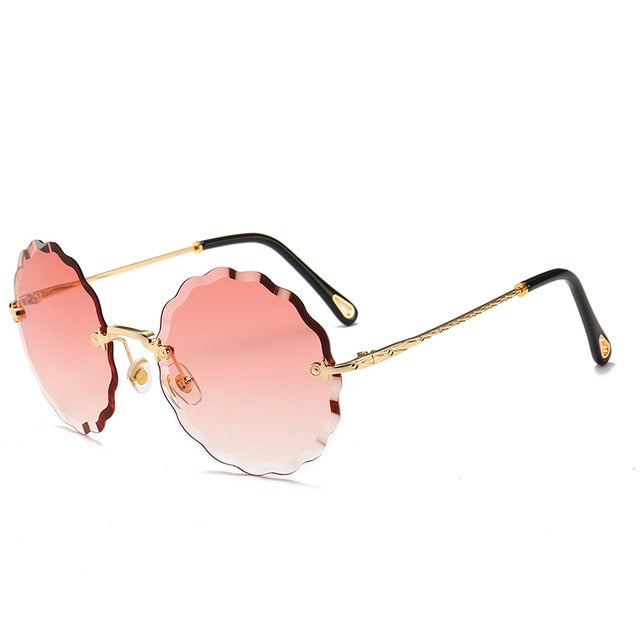 Luxury Round Sunglasses Women Brand Designer Rimless Sun Glasses for Female Tint Fashion Rosie Eyewear