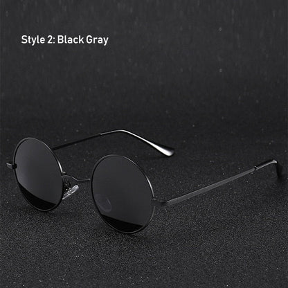 Retro Classic Vintage Round Polarized Sunglasses Men Brand Designer Sun Glasses Women Metal Frame Black lens Eyewear Driving