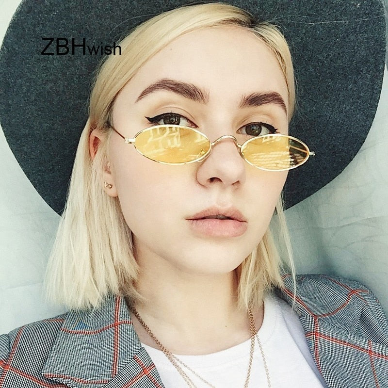 Retro Small Oval Sunglasses Women Female Vintage Hip Hop Balck Glasses Retro Sunglass lady Luxury Brand Eyewear