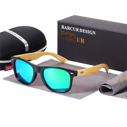 BARCUR Polarized Bamboo Sunglasses Men Wooden Sun glasses Women Brand Original Wood Glasses Oculos de sol masculino