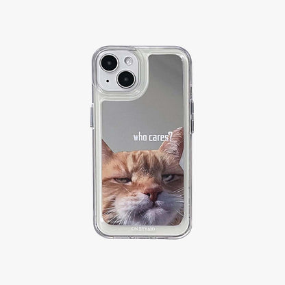 Mirror iPhone Case | Couple Cats & Dogs Who Cares (Buy 2 and get 50% off one)